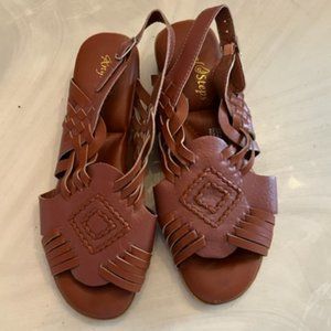 Women's Angel Steps Brown Sandals 7WW Leather